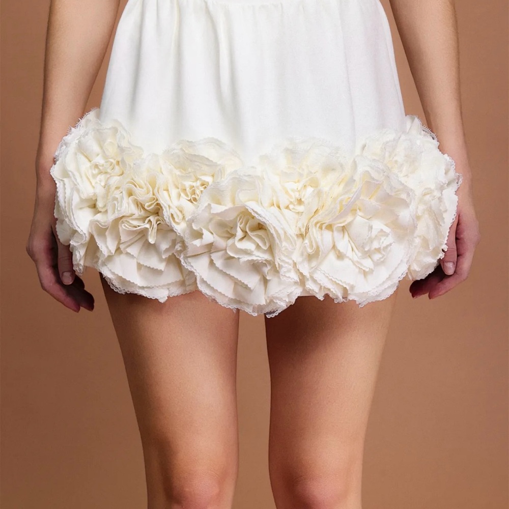 Elegant Cream Mini Skirt with Floral Accents